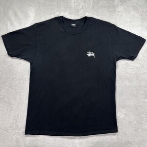 Stussy Shirt Mens Large Black Logo Graphic Short Sleeve Skate Tee Back Print
